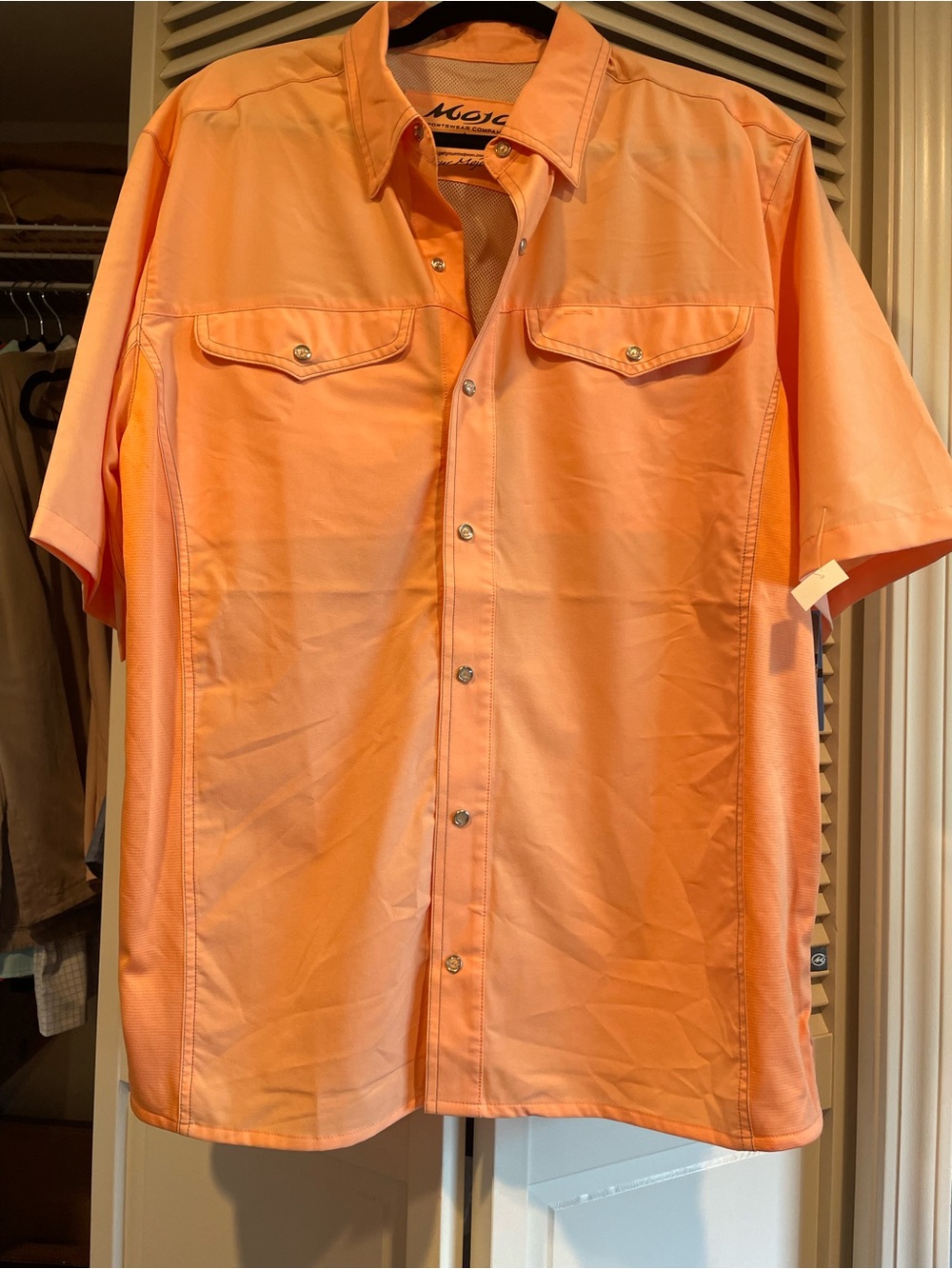 Mojo Sunset Orange Short-Sleeve Men's Shirt - UPF 30 ☀️ Protection- NWT! Sz L